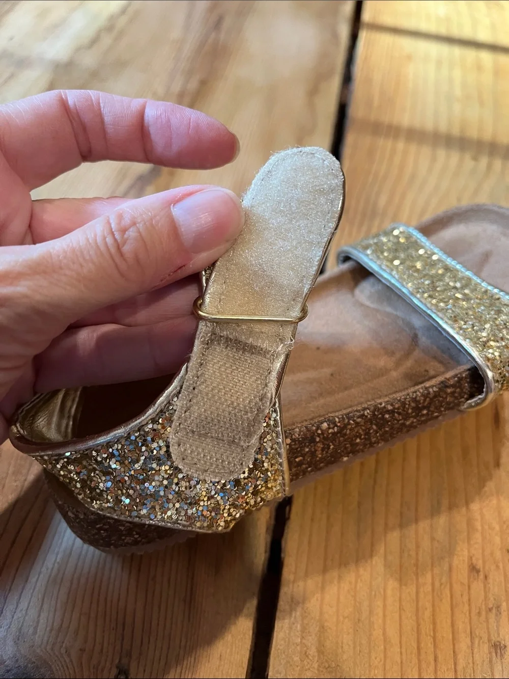 CREWCUTS Toddler 11 Gold Glitter Strappy Sandals